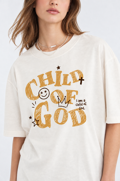 T-shirt cristã unissex Child of God adulta em off white — A MARCA