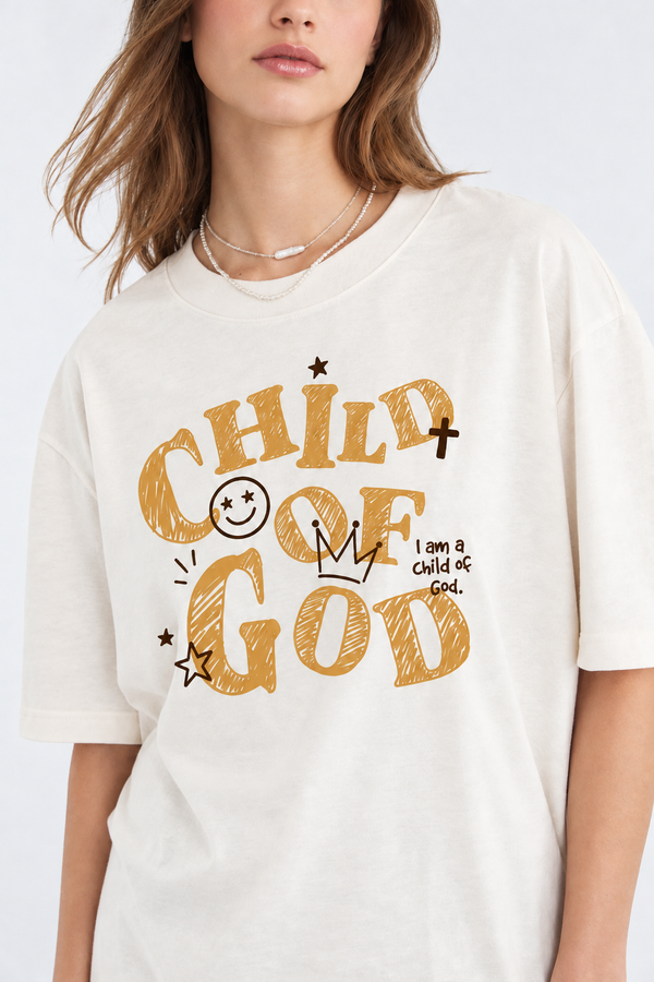 T-shirt cristã unissex Child of God adulta em off white — A MARCA