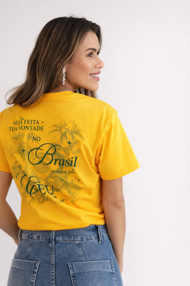 Camiseta cristã Nação Santa amarela — A MARCA
