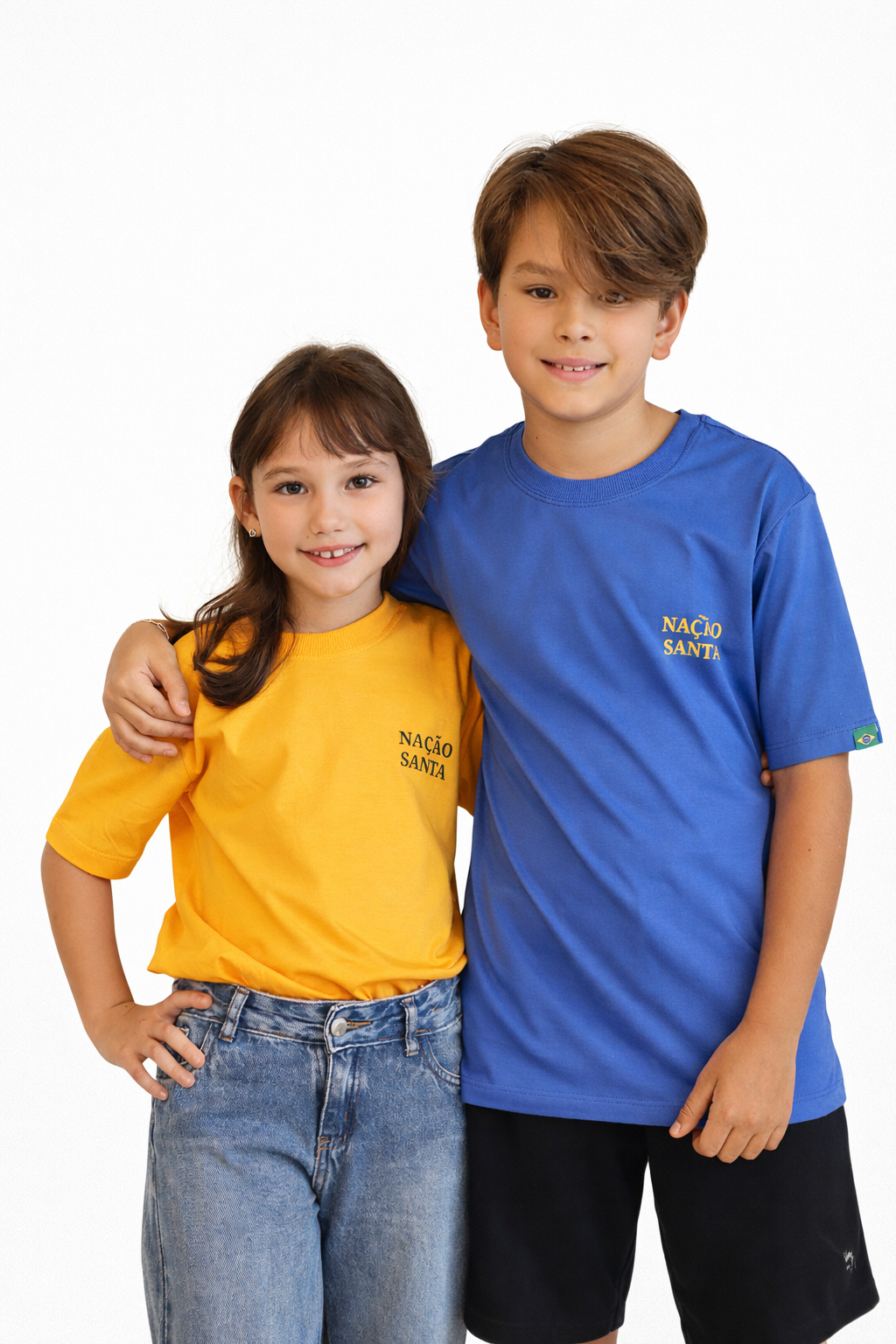 T-shirt Infantil Unissex Nação Santa - Azul