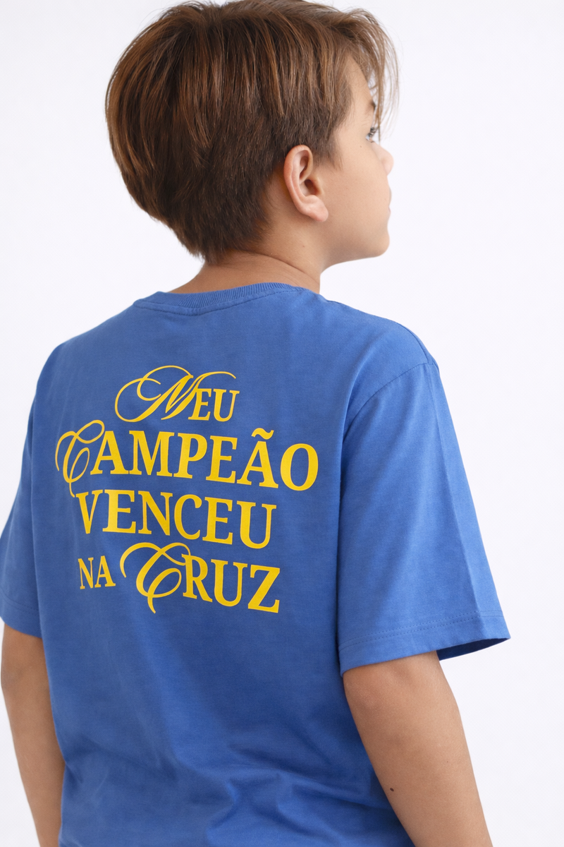 T-shirt Infantil Unissex Nação Santa - Azul
