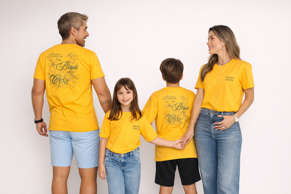 T-shirt Infantil Unissex Nação Santa - Amarela