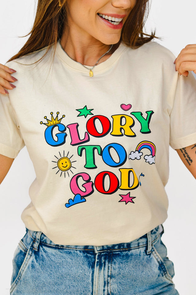 T-shirt Glory To God premium da A MARCA com estampa tipográfica central e design minimalista