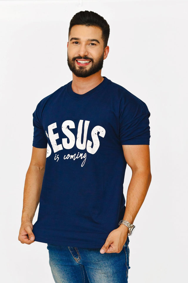 T-shirt Jesus Is Coming premium da A MARCA com estampa tipográfica central e design minimalista unisex
